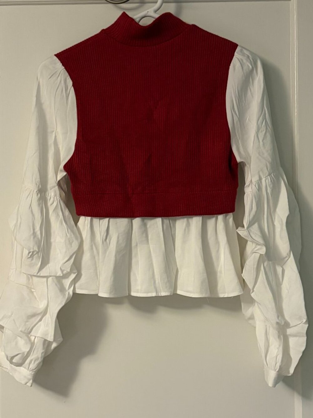 Anthropologie layered sweater vest puff sleeves size XS academia preppy classic